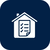 House checklist icon on blue background